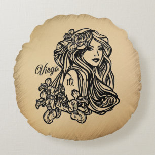 Cojín Redondo Virgo Zodiac Antigüedad