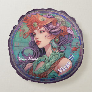 Cojín Redondo Virgo Zodiac personalizado
