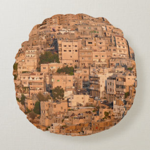 Cojín Redondo Vista aérea de la ciudad árabe. Ammán. Jordania. O
