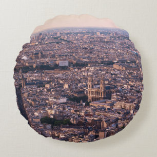COJÍN REDONDO VISTA AÉREA DE LOS EDIFICIOS DE LA CIUDAD DURANTE
