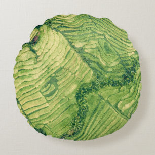 Cojín Redondo Vista aérea del campo verde