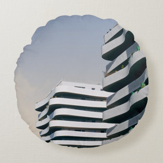 COJÍN REDONDO VISTA DE LOS OJOS DE BIRD A DOS EDIFICIOS DE TORRE (Anverso)