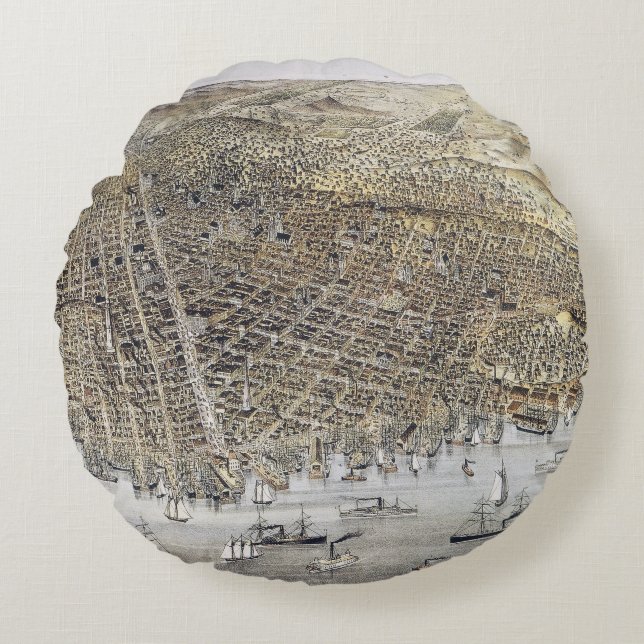 Cojín Redondo Vista de San Francisco, 1878 (Anverso)