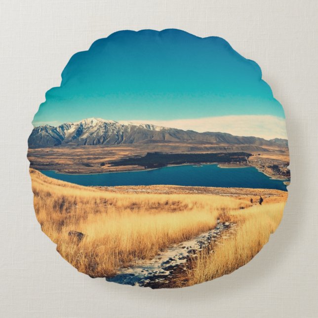 Cojín Redondo Vista escénica en el punto de vista de la cumbre d (Anverso)