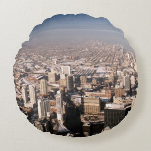 Cojín Redondo Vista panorámica de la ciudad