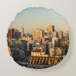 Cojín Redondo Vista panorámica del paisaje urbano en la