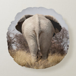 Cojín Redondo Vista trasera de elefante