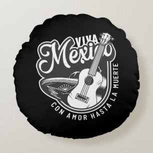 Cojín Redondo Viva México Fiesta con mi guitarra