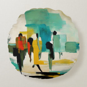 Cojín Redondo Vivacidad del mediodía – Figuras abstractas