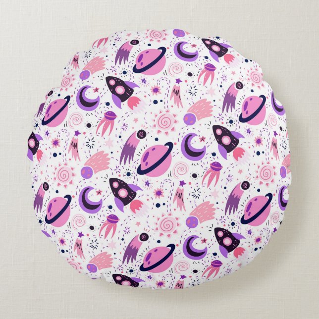 Cojín Redondo ¡Volad al espacio! (Anverso)