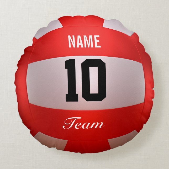 Cojín Redondo Voleibol rojo (Anverso)