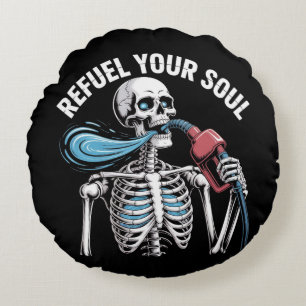 Cojín Redondo Volver a encender el arte de Soul Skeleton