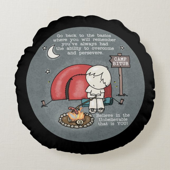 Cojín Redondo Volver a lo básico (Anverso)