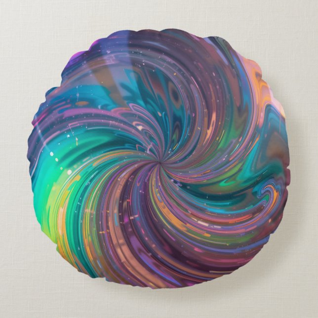 Cojín Redondo Vortex cromático (Anverso)