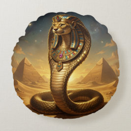 Cojín Redondo Wadjet – Egyptian Cobra Goddess