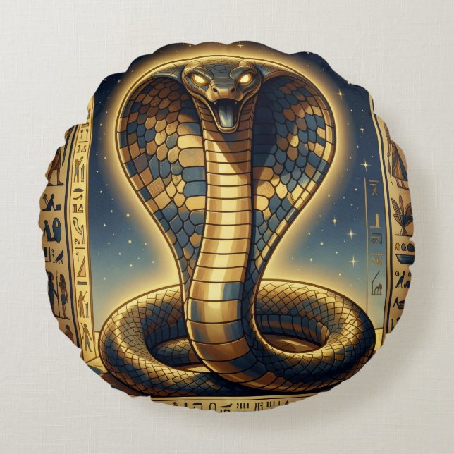 Cojín Redondo Wadjet – Egyptian Cobra Goddess´3 (Anverso)