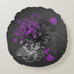 Cojín Redondo Wahine Lace Hawaiian Orquídea Reversible