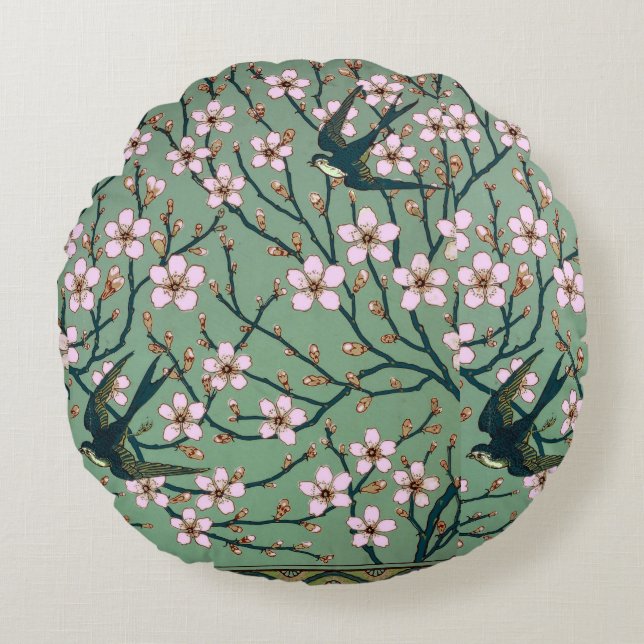 Cojín Redondo Walter Crane Swallows and Almonds (Anverso)