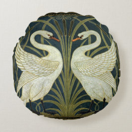 Cojín Redondo Walter Crane Swan & Rush e Iris victoriano 
