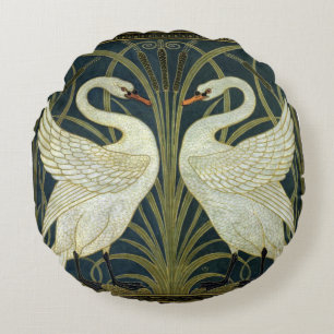 Cojín Redondo Walter Crane Swan & Rush e Iris victoriano