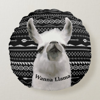 Cojín Redondo Wanna Llama Trama Tribal Azteca