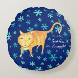 Cojín Redondo Warm Fuzzies & Winter Flurries Christmas Cat