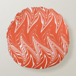 Cojín Redondo Warped - Naranja y blanco