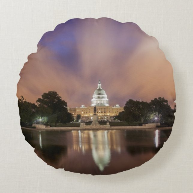 Cojín Redondo Washington DC, edificio del capitolio (Anverso)