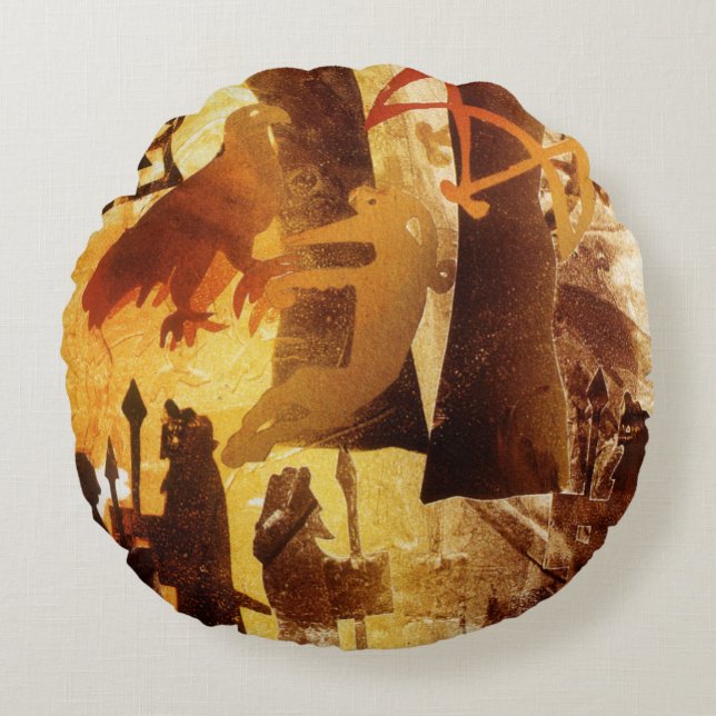 Cojín Redondo Watchstone y símbolos (Anverso)