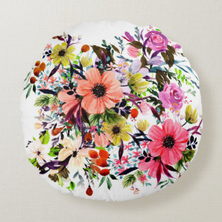 Cojín Redondo Watercolor boho composition. A large bouquet of wi