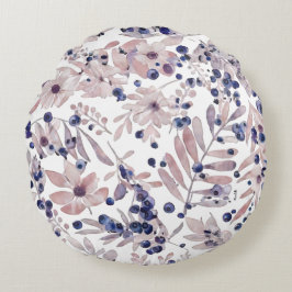 Cojín Redondo Watercolor Eucalyptus Blueberry Botanical Art Love