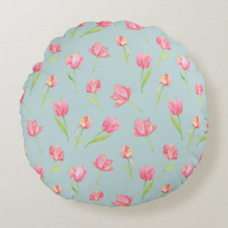 Cojín Redondo Watercolor Pattern with Delicate Pink Round Pillow