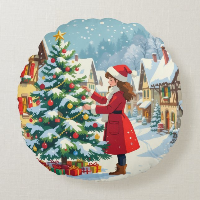 Cojín Redondo „Weihnachtliche Harmonie“ (Anverso)