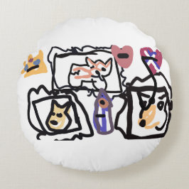 Cojín Redondo Welsh Corgi hearts 