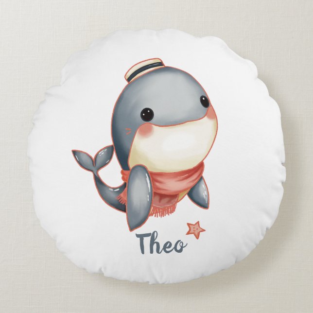 Cojín Redondo Whale Hello There! (Anverso)