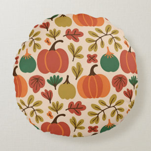Cojín Redondo Whimsical Call Fall Halloween Calabaza Seamle
