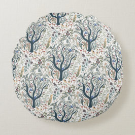Cojín Redondo Whimsical Folk Art Forest Round Pillow