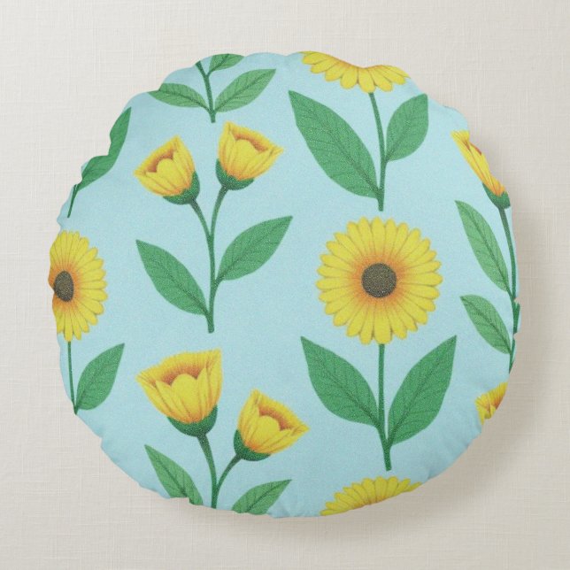 Cojín Redondo Whimsical Glee Bloom (Anverso)