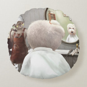 Cojín Redondo Whimsical Mascota Barber Shop