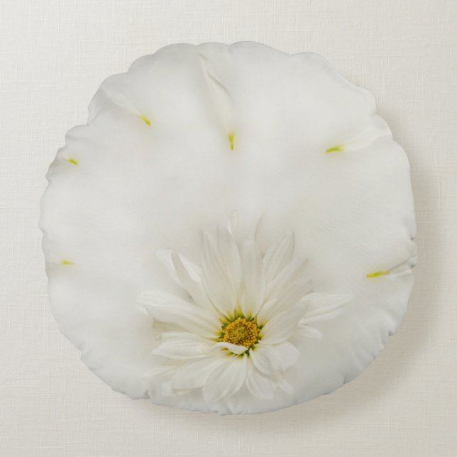 Cojín Redondo White Daisy Flower Round Pillow (Anverso)