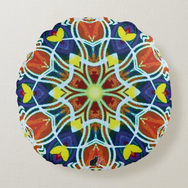Cojín Redondo Wicker Kaleidoscope (Anverso)