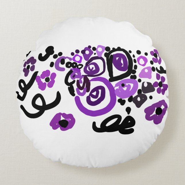 Cojín Redondo Wild Purple Peacock (Anverso)