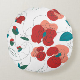 Cojín Redondo Wildflower Wonderland | Patrón de flores estilizad