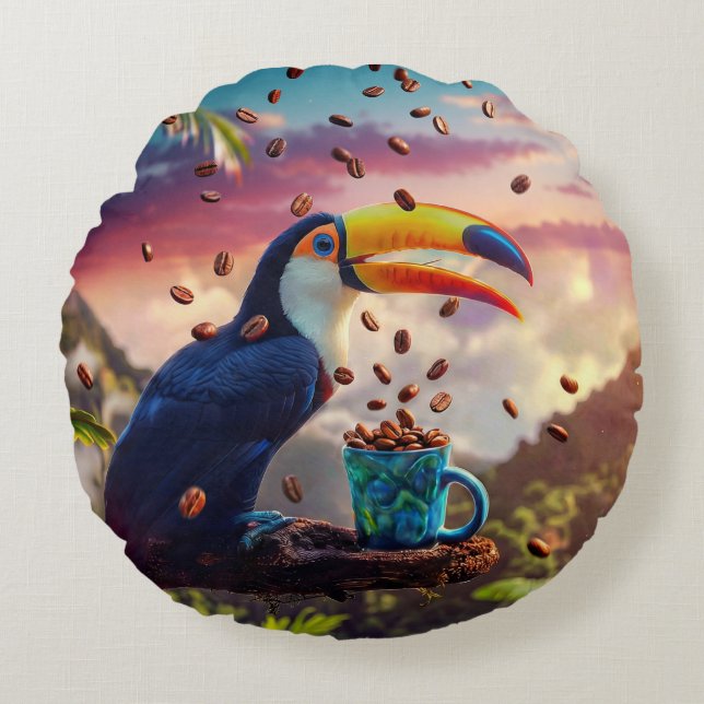 COJÍN REDONDO WILDLIFE RAINFOREST TOUCAN (Anverso)