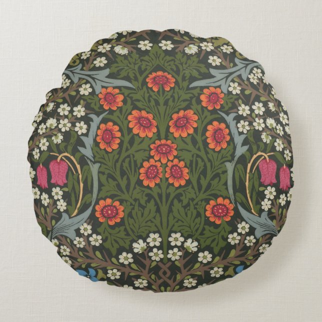 Cojín Redondo William Morris Blackthorn Garden Flower Classic (Anverso)