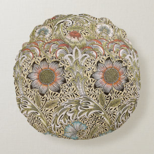 Cojín Redondo William Morris Corncockle Floral Antiguo