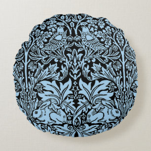 Cojín Redondo William Morris Hermano Conejo Azul Claro Negro