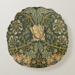 Cojín Redondo William Morris Honeysuckle Amarillo Verde