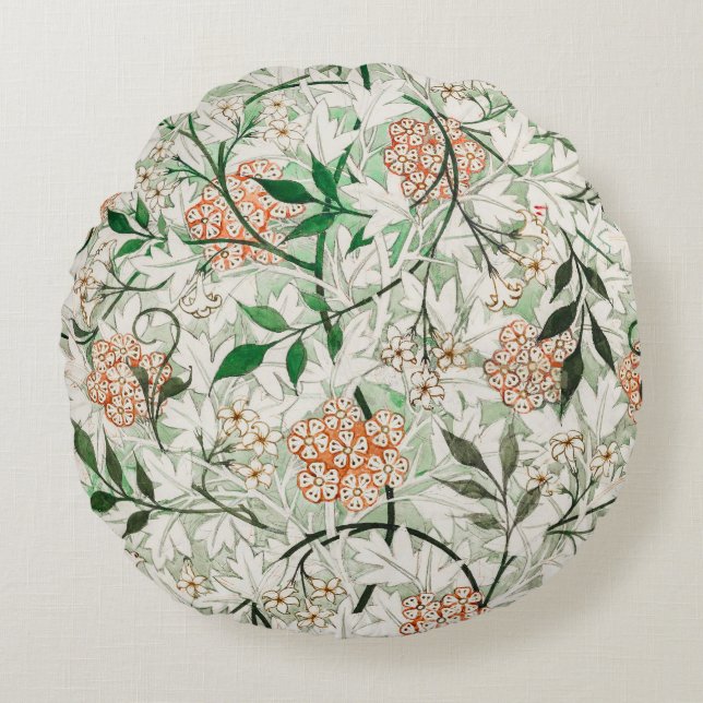 Cojín Redondo William Morris Jasmine Garden Flower Classic (Anverso)