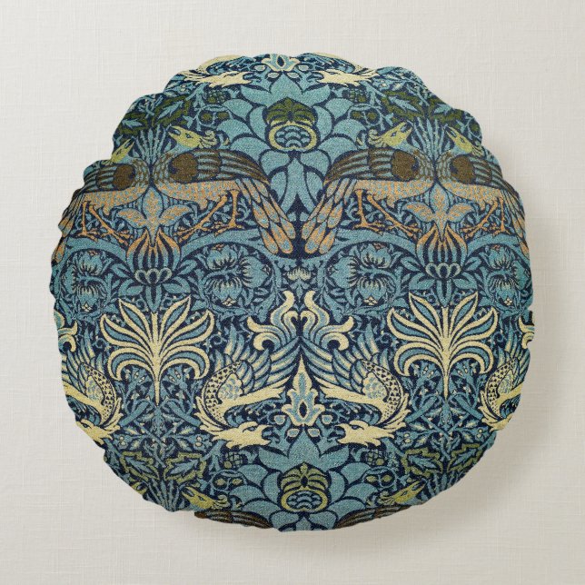 Cojín Redondo William Morris Peacock and Dragon Woven Design (Anverso)